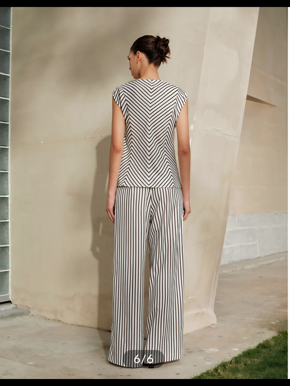 Commense Striped Mid-Waist Wide Leg Pants - Picture 4 of 4